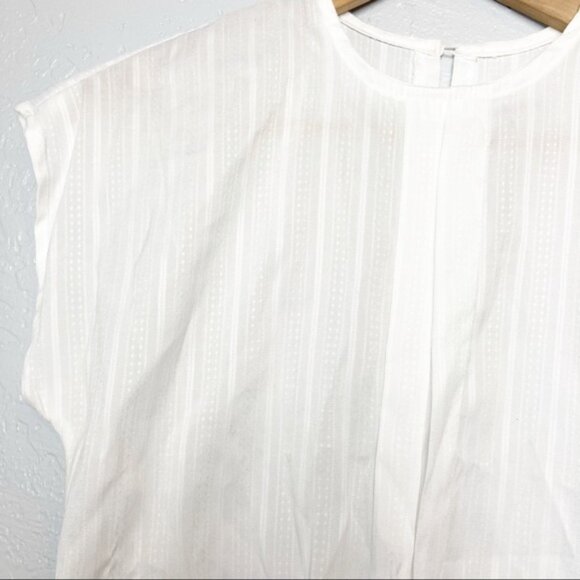 Vintage white blouse striped short sleeve - Picture 2 of 4